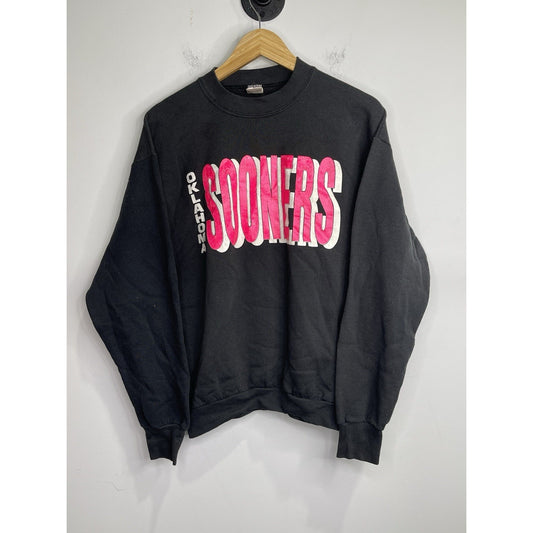 Adult Vintage Oklahoma Sooners Sweatshirt Black & Pink Fruit Of The Loom Sz L