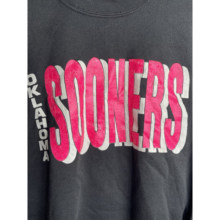 Adult Vintage Oklahoma Sooners Sweatshirt Black & Pink Fruit Of The Loom Sz L
