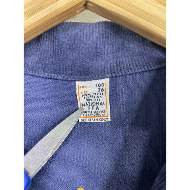 Men’s VTG FFA Jacket Blue Navy Corduroy Texas Greenville Chainstitch Sz 36