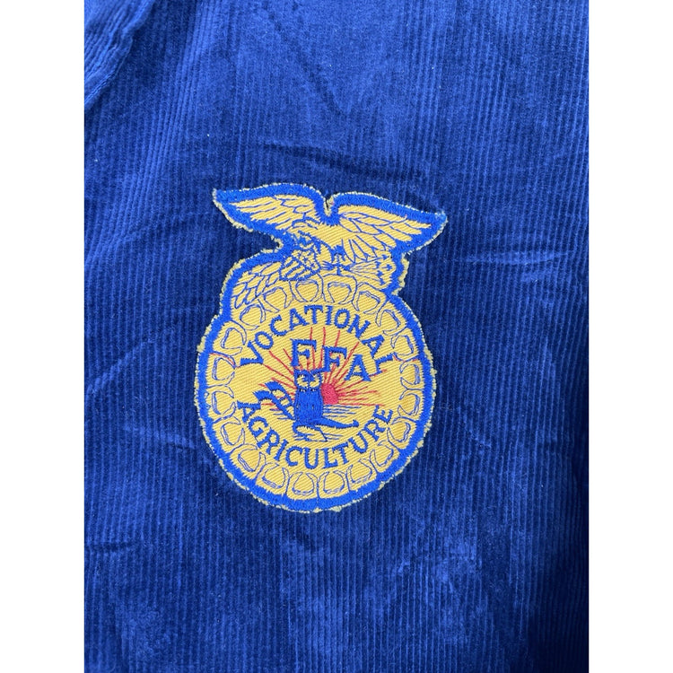 Men’s VTG FFA Jacket Blue Navy Corduroy Texas Greenville Chainstitch Sz 36