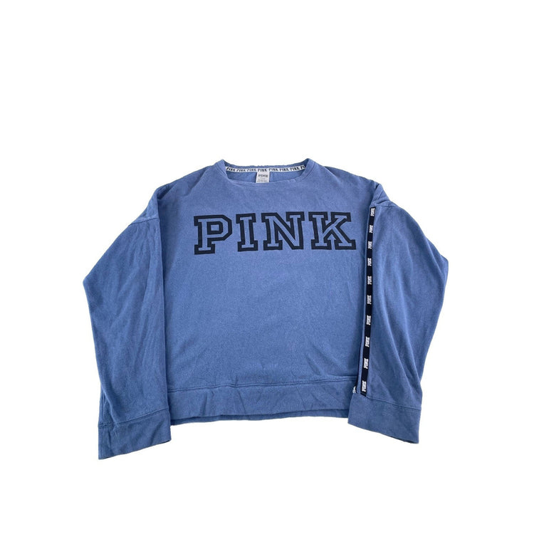 Women PINIK Victoria Secret Blue Crewneck Sweatshirt Large Logo Size M