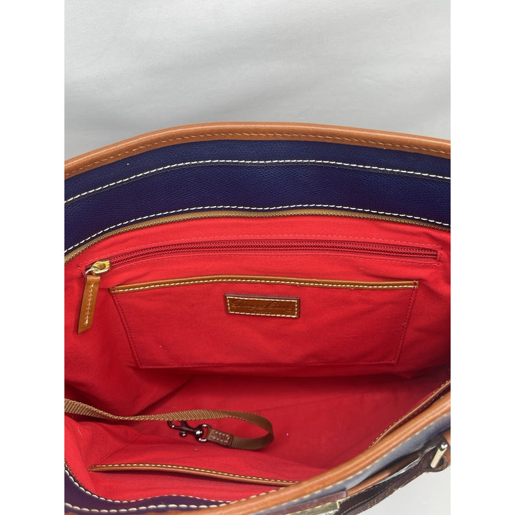 Blue Dooney & Bourke Textured Whitney Leather Shoulder Bag Tote