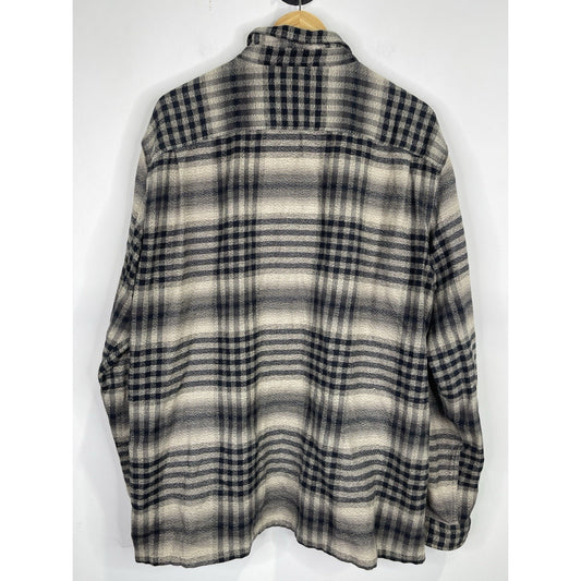 Men’s Patagonia Gray Flannel Button-Up Shirt Plaid Organic Cotton Retro Sz XL