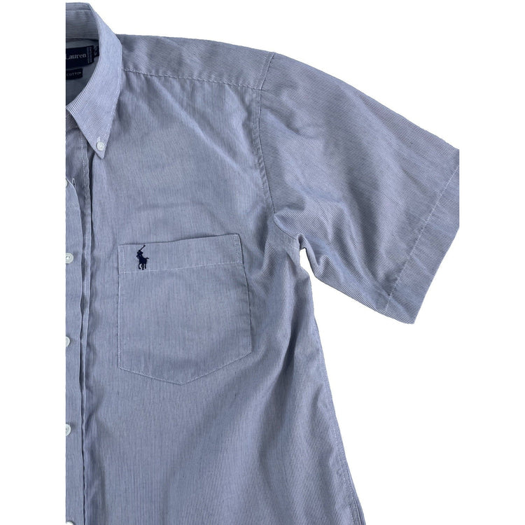 Mens Ralph Lauren Black & White Strip ButtonUp Polo-T Size 15 1/2 33