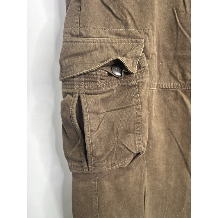 Men’s Vintage Swiss Cross Cargo Pants Brown Multi-Pocket Capri Style Pants Sz 36
