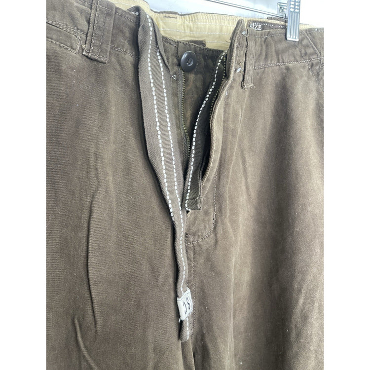 Men’s Vintage Swiss Cross Cargo Pants Brown Multi-Pocket Capri Style Pants Sz 36