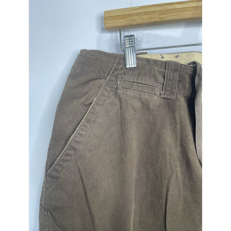 Men’s Vintage Swiss Cross Cargo Pants Brown Multi-Pocket Capri Style Pants Sz 36