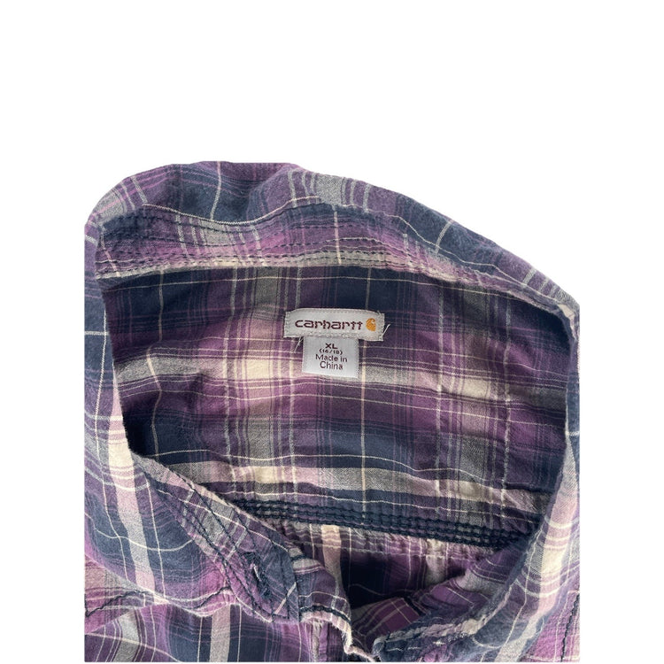 Girls Carhartt Classic Plaid Multicolor Longsleeve Button-Up Shirt Size Xl