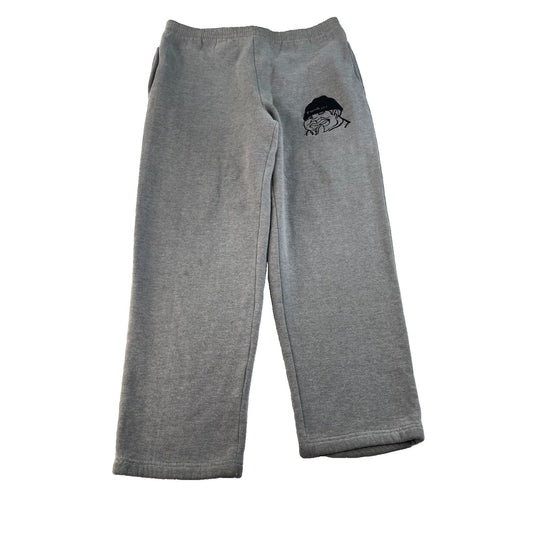 Men Vintage Damage Clothing Graphic Sweatpants Joggers Gray Size L