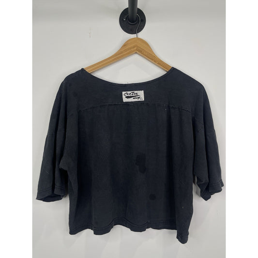 Cra Zee Wear USA Black muscle crop top t-shirt body building Size 2XL/6