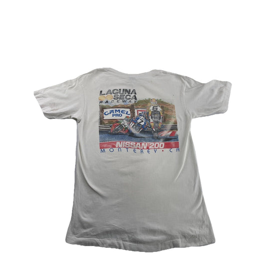 Mens Vintage Laguna SECA Raceway White Tee Size L