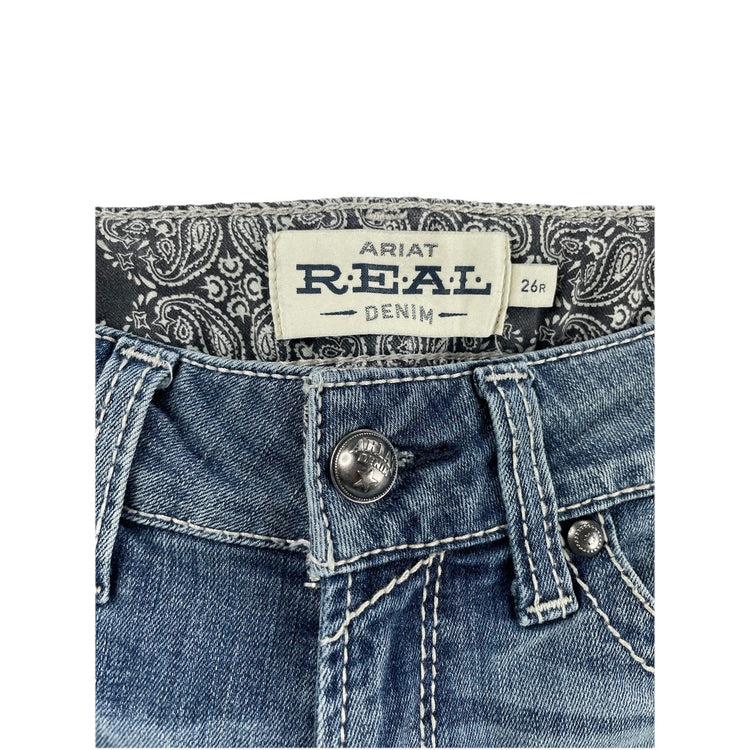 Womens Ariat REAL Denim Regular Straight ICON Blue Jeans Size 26r