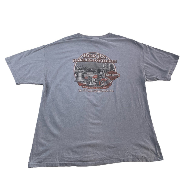 Mens Harley Davidson Motorcycle Bar B’S Blue-Grayish Basic Tee Size 2xl