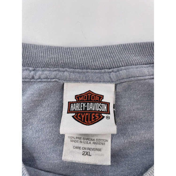 Mens Harley Davidson Motorcycle Bar B’S Blue-Grayish Basic Tee Size 2xl