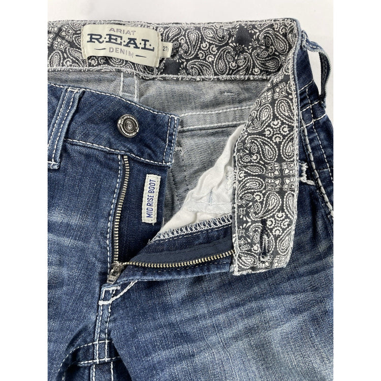 Women’s ARIAT Real Denim Mid-Rise Boot Blue Jeans Size 27