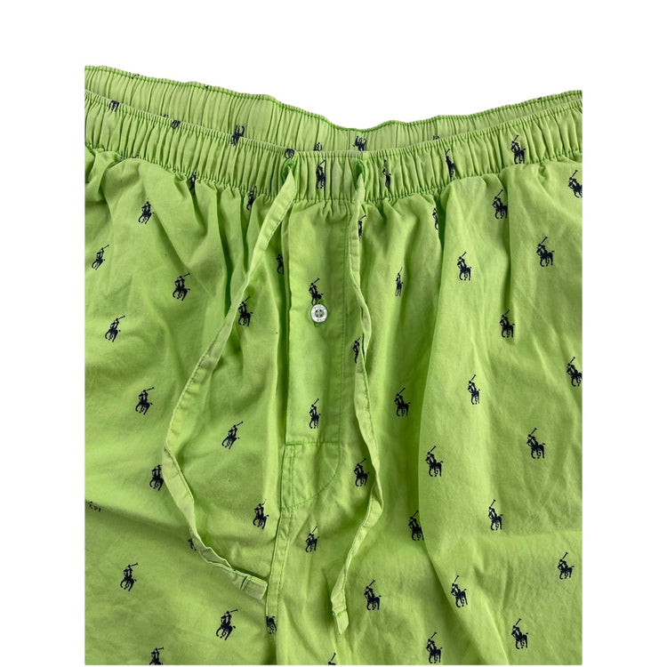 Mens Ralph Lauren Size Medium Green Pony Printed Sleep Shorts