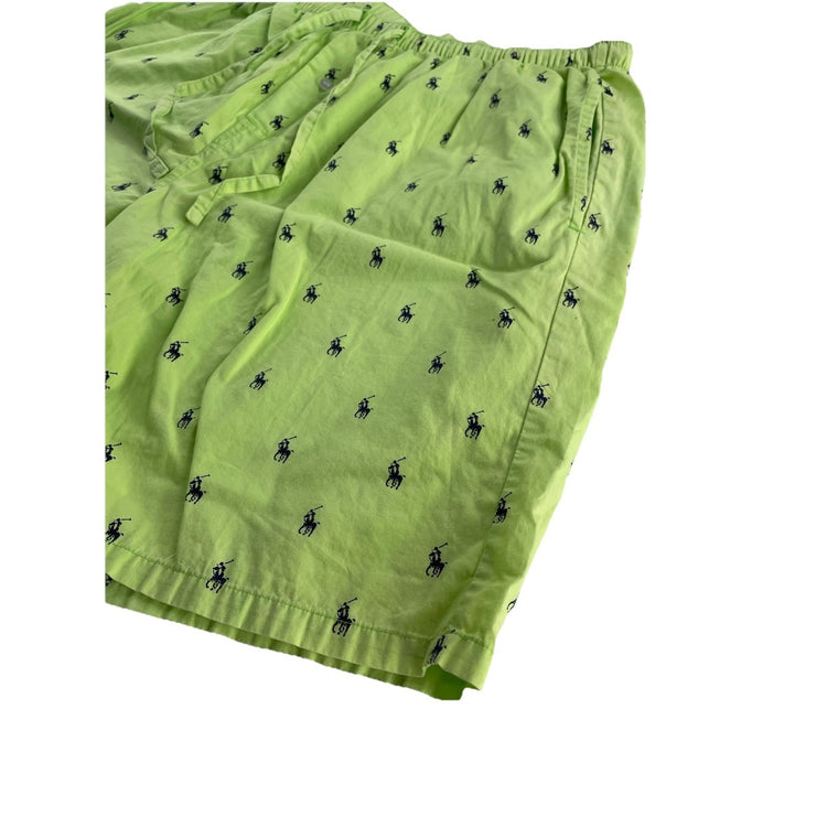 Mens Ralph Lauren Size Medium Green Pony Printed Sleep Shorts