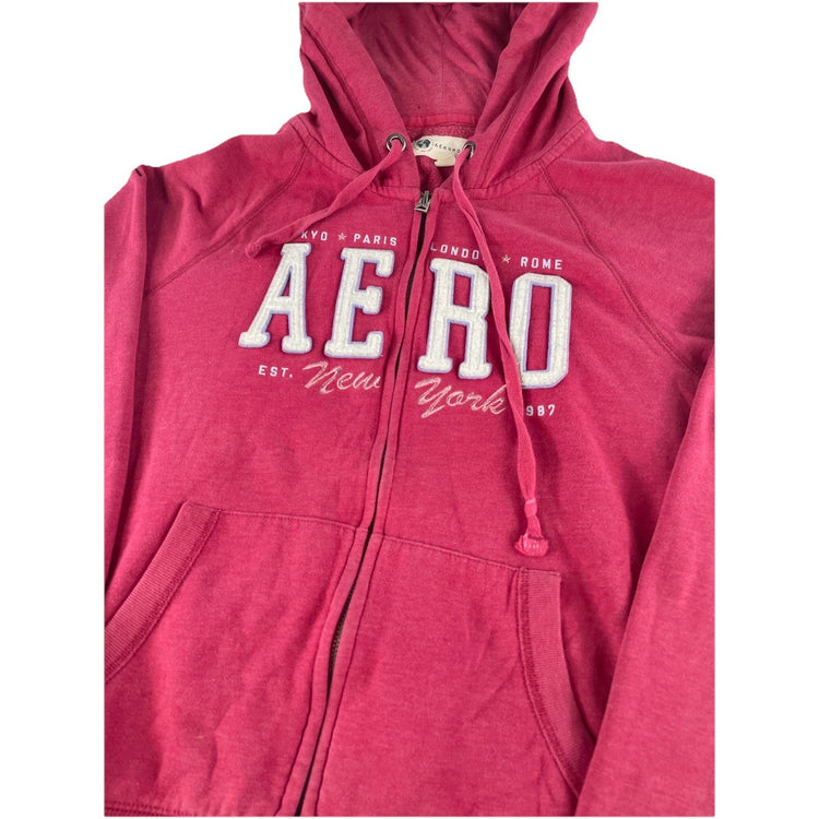 Youth Girls Aéropostale Red Full Zip Hoodie Sweatshirt Size Large