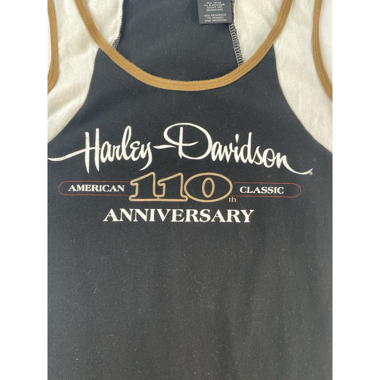 Womens Harley Davidson 110 Anniversary Black&White Tank Size XL