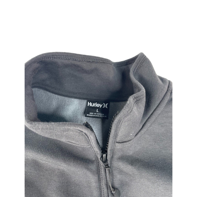Mens Hurley Dark Gray Mock Neck Chest Pocket Fleece Full Zip Jacket Size L