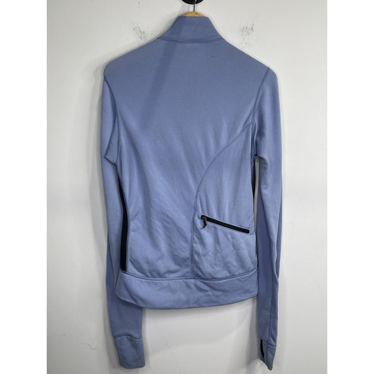 VTG Patagonia Wind Shield Jacket Women M Periwinkle Blue Black USA Made Gorpcore