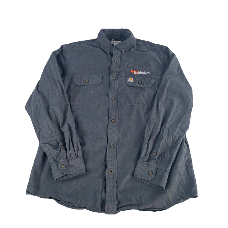 Mens Carhartt Classic Dark Gray Longsleeve Button-Up Work Shirt Size Xl