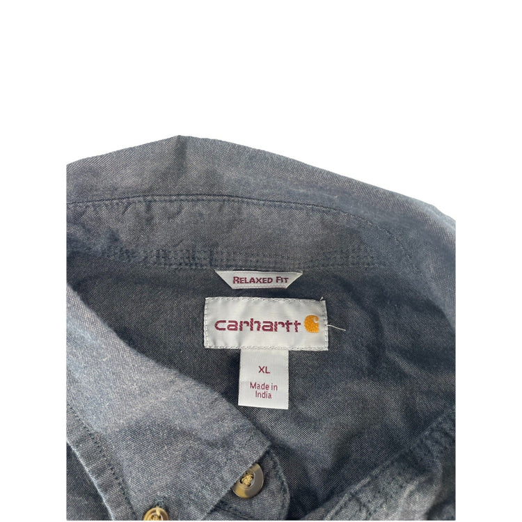 Mens Carhartt Classic Dark Gray Longsleeve Button-Up Work Shirt Size Xl