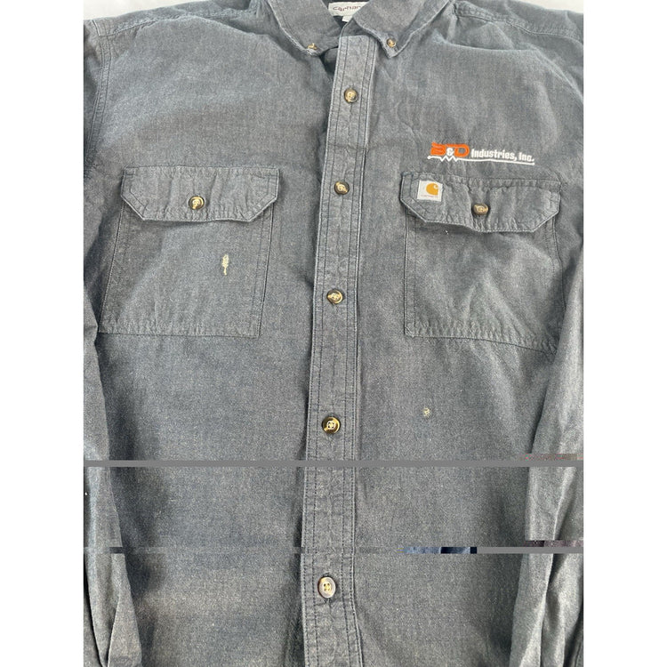 Mens Carhartt Classic Dark Gray Longsleeve Button-Up Work Shirt Size Xl
