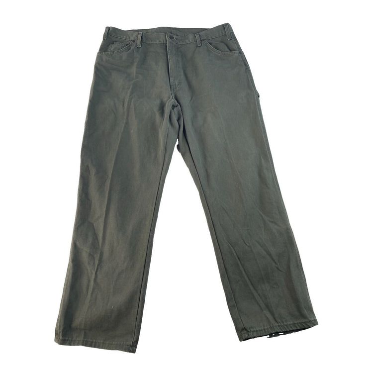 Men Dickies Relaxed Fit Carpenter Work Pants Olive Green Size 38x30