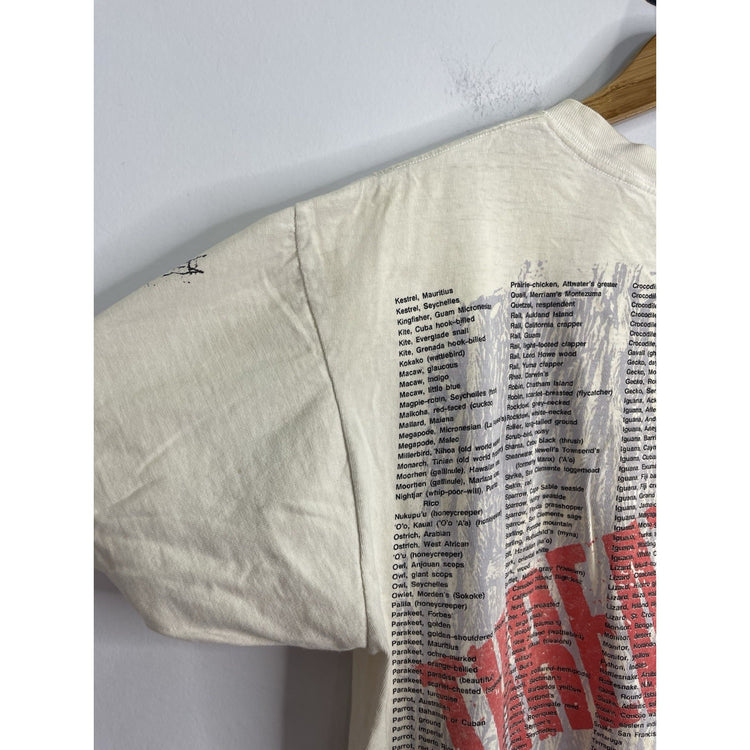 Men’s VTG Wild Oats Endangred And Threatned Animal List T Shirt Sz XXL