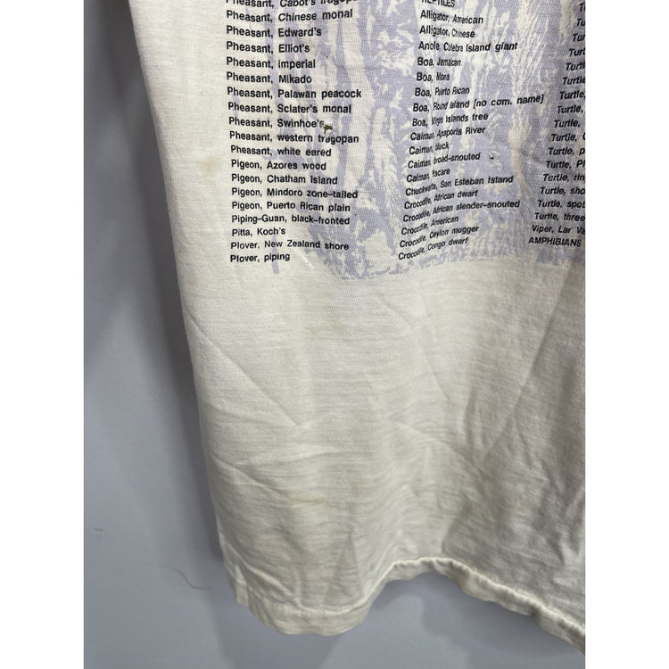 Men’s VTG Wild Oats Endangred And Threatned Animal List T Shirt Sz XXL