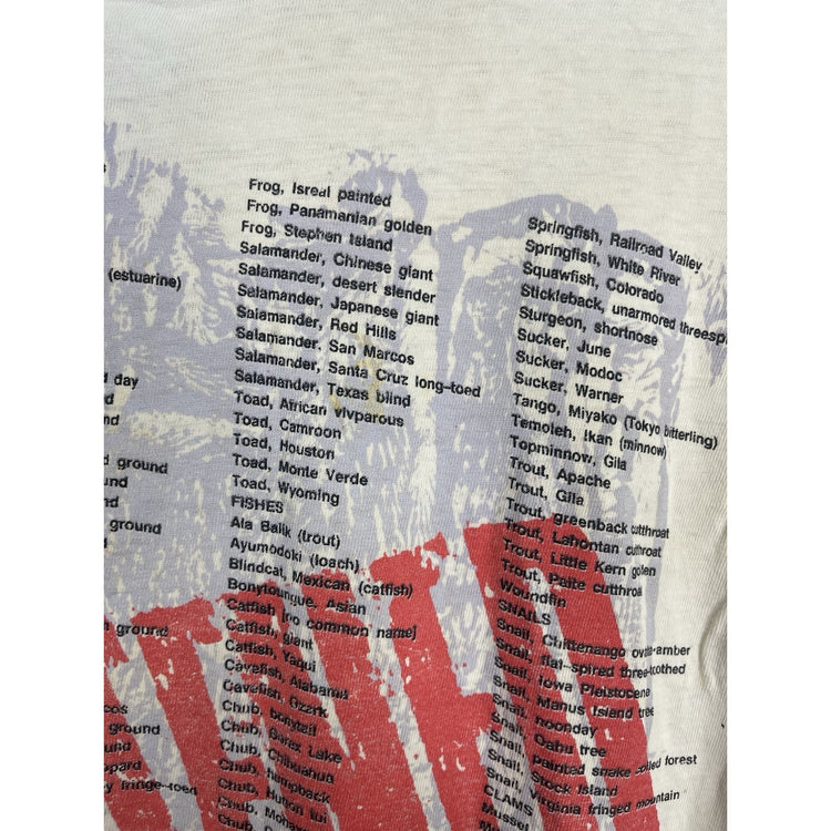 Men’s VTG Wild Oats Endangred And Threatned Animal List T Shirt Sz XXL