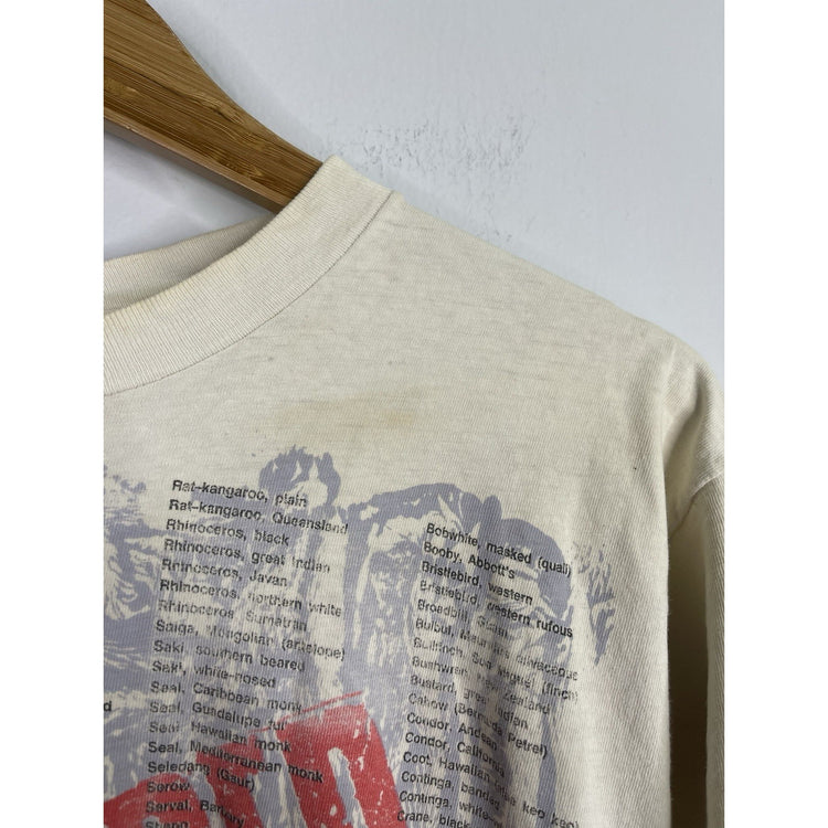 Men’s VTG Wild Oats Endangred And Threatned Animal List T Shirt Sz XXL