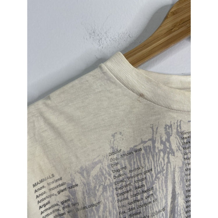 Men’s VTG Wild Oats Endangred And Threatned Animal List T Shirt Sz XXL