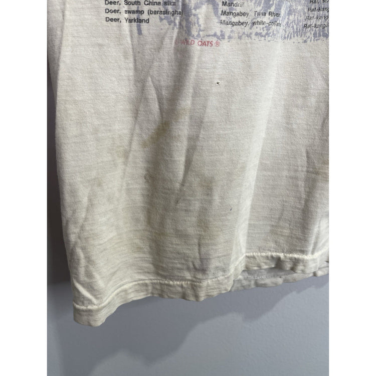 Men’s VTG Wild Oats Endangred And Threatned Animal List T Shirt Sz XXL