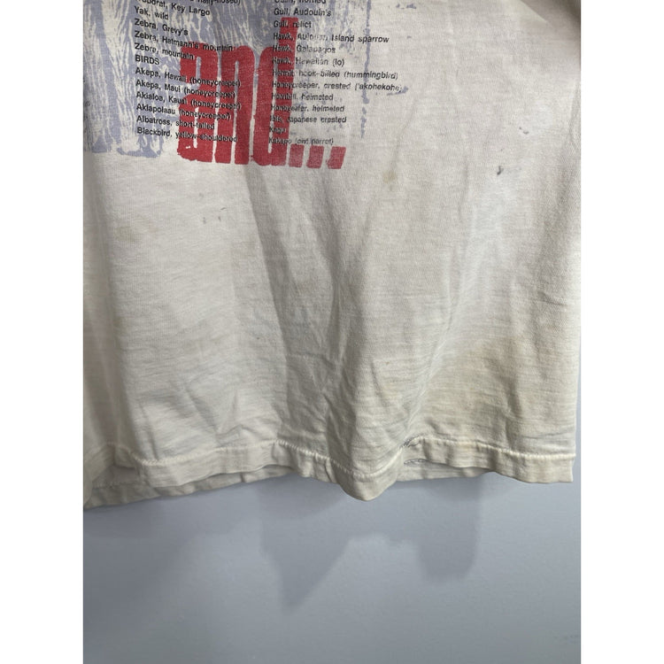 Men’s VTG Wild Oats Endangred And Threatned Animal List T Shirt Sz XXL