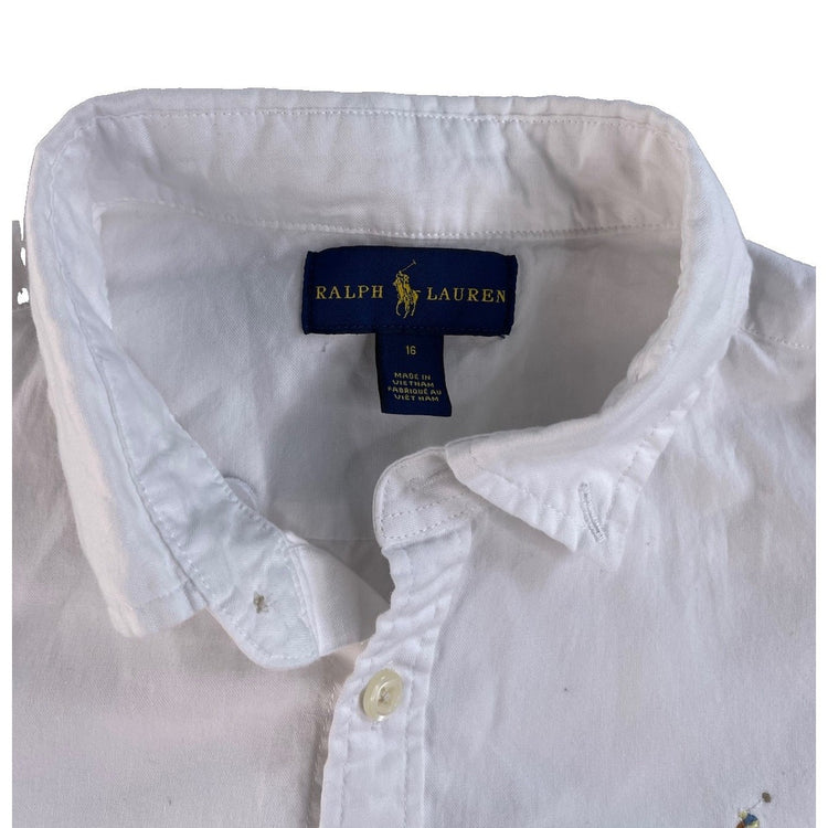Youth Boys Ralph Lauren Classic White Button-Down Shirt Size 16