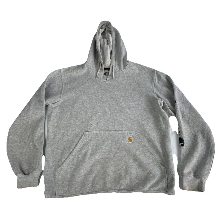 Mens Carhartt Gray Graphic Sleeve Snap-Neck Pullover Hoodie Size M