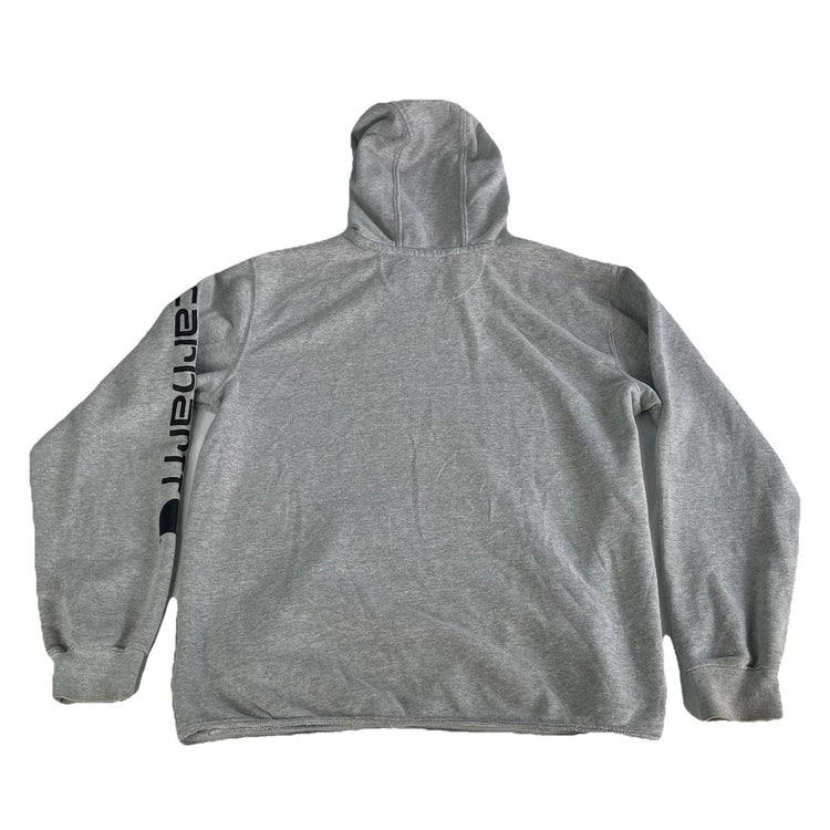 Mens Carhartt Gray Graphic Sleeve Snap-Neck Pullover Hoodie Size M