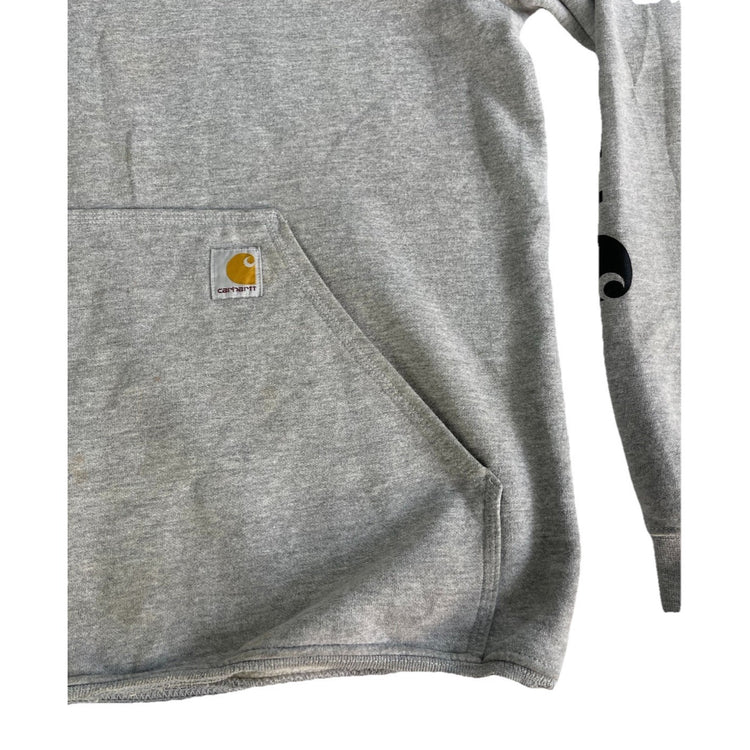 Mens Carhartt Gray Graphic Sleeve Snap-Neck Pullover Hoodie Size M