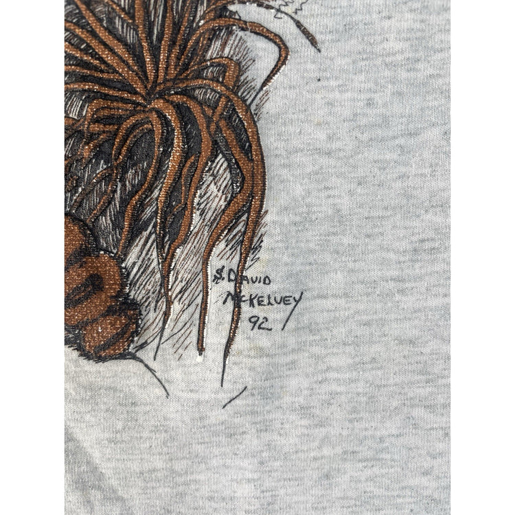 Mens Vintage Fruit Of The Loom Gray Mountain Lion Nature Graphic Tee Size L