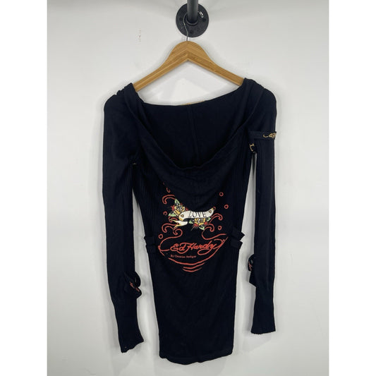 Women’s Y2k Ed Hardy Black Love Knitwear Hoodie Sz  Medium
