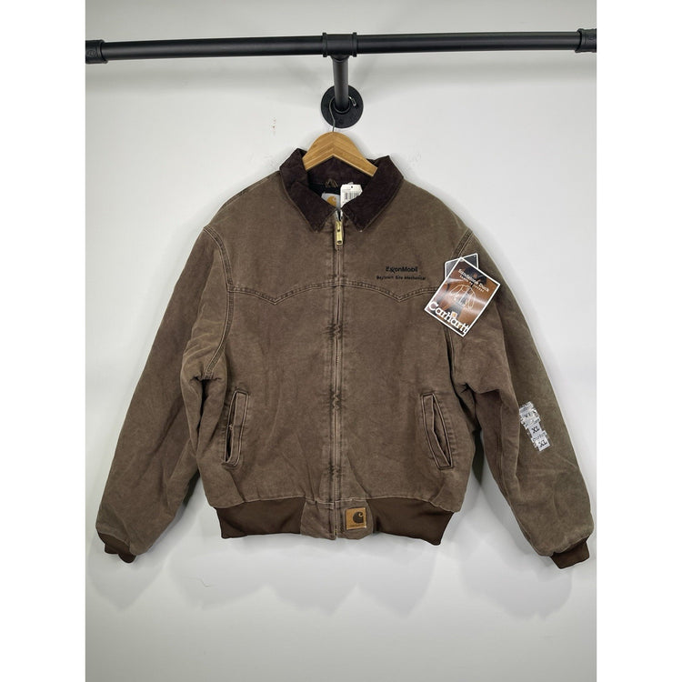 NWT Mens Brown Carhartt Sandstone Duck Santa Fe Work Zip-up Jacket Sz XL