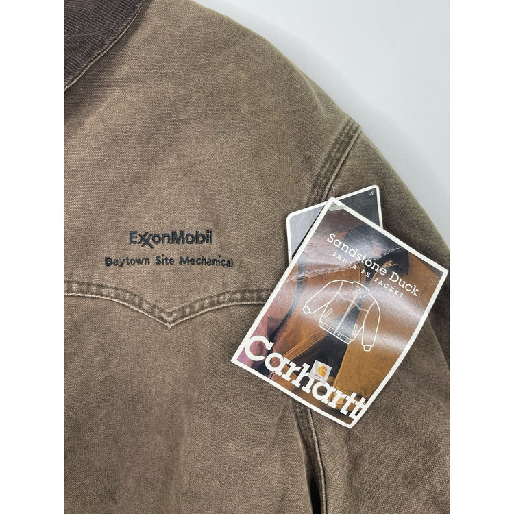 NWT Mens Brown Carhartt Sandstone Duck Santa Fe Work Zip-up Jacket Sz XL