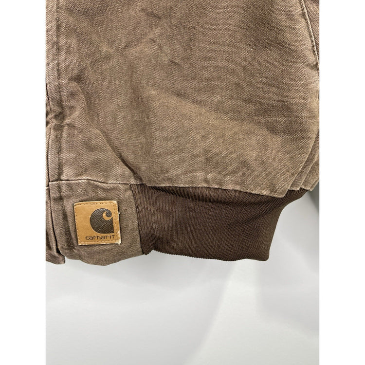 NWT Mens Brown Carhartt Sandstone Duck Santa Fe Work Zip-up Jacket Sz XL