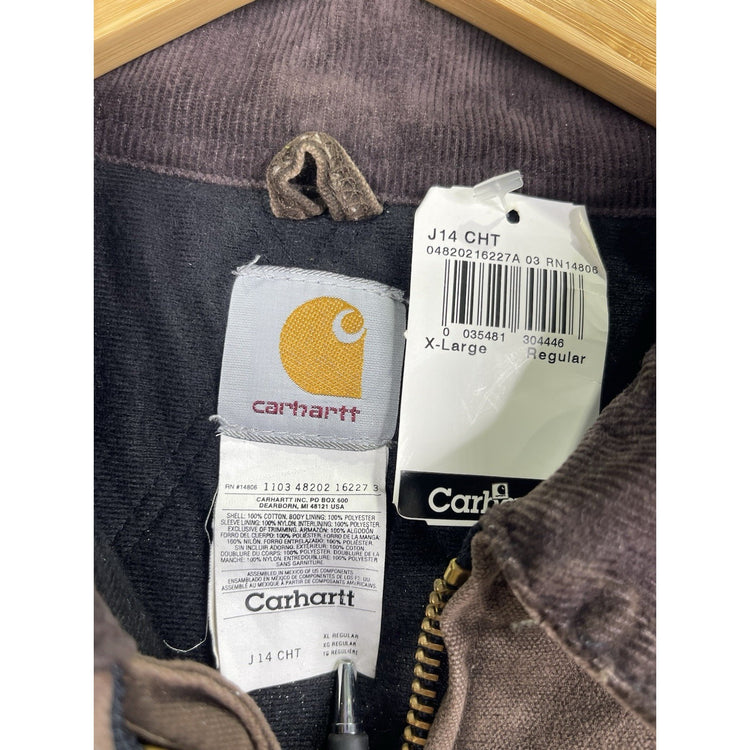 NWT Mens Brown Carhartt Sandstone Duck Santa Fe Work Zip-up Jacket Sz XL