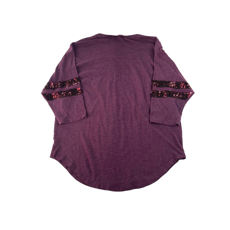Women’s PINK Victorias Secret Maroon Sequins Long Sleeve Tr Shirt Size Medium