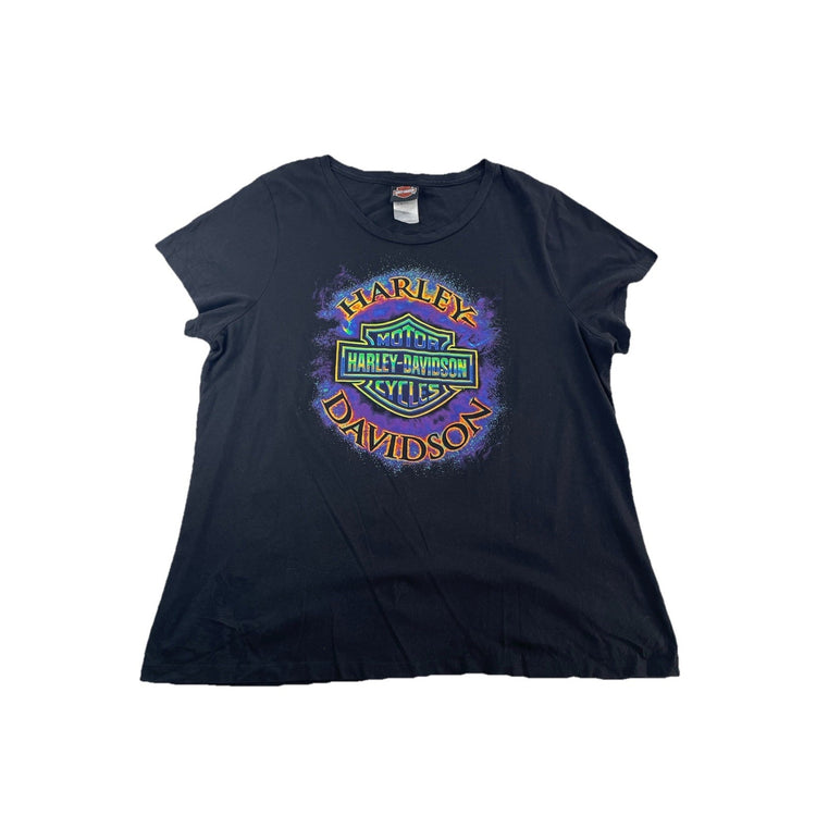 Womens Harley Davidson Black Graphic T-Shirt Size Xl