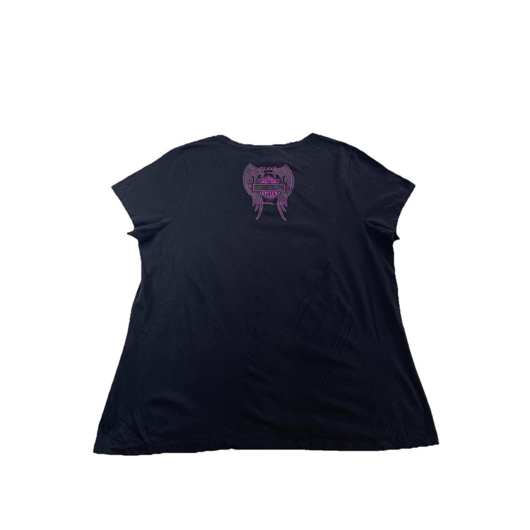 Womens Harley Davidson Black Graphic T-Shirt Size Xl