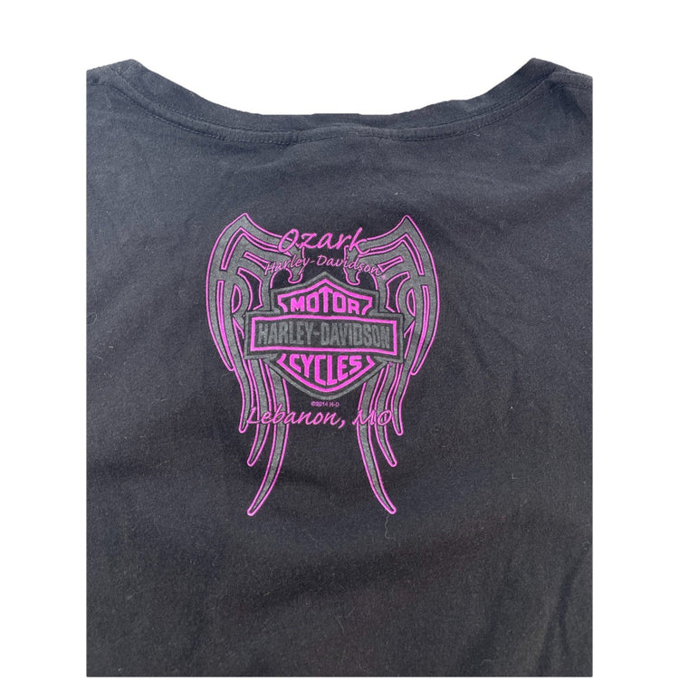 Womens Harley Davidson Black Graphic T-Shirt Size Xl